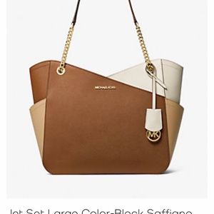 Jet Set Large Color-Block Saffiano Leather Tote Bag